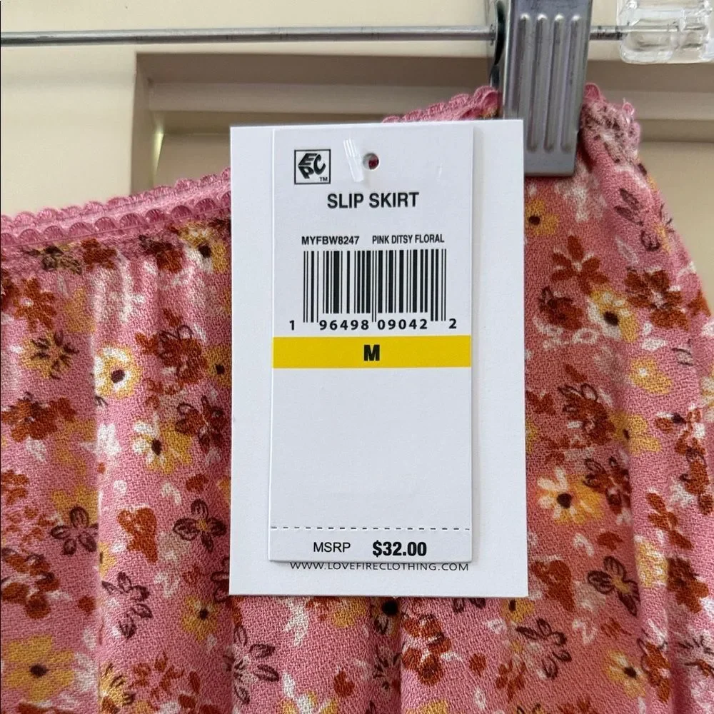 love, Fire Pink Floral Mini Skirt